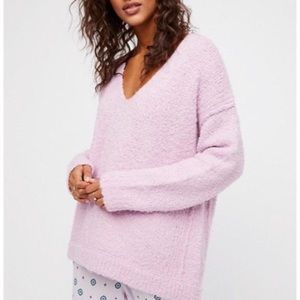 Free People Pink V-Neck Sweater